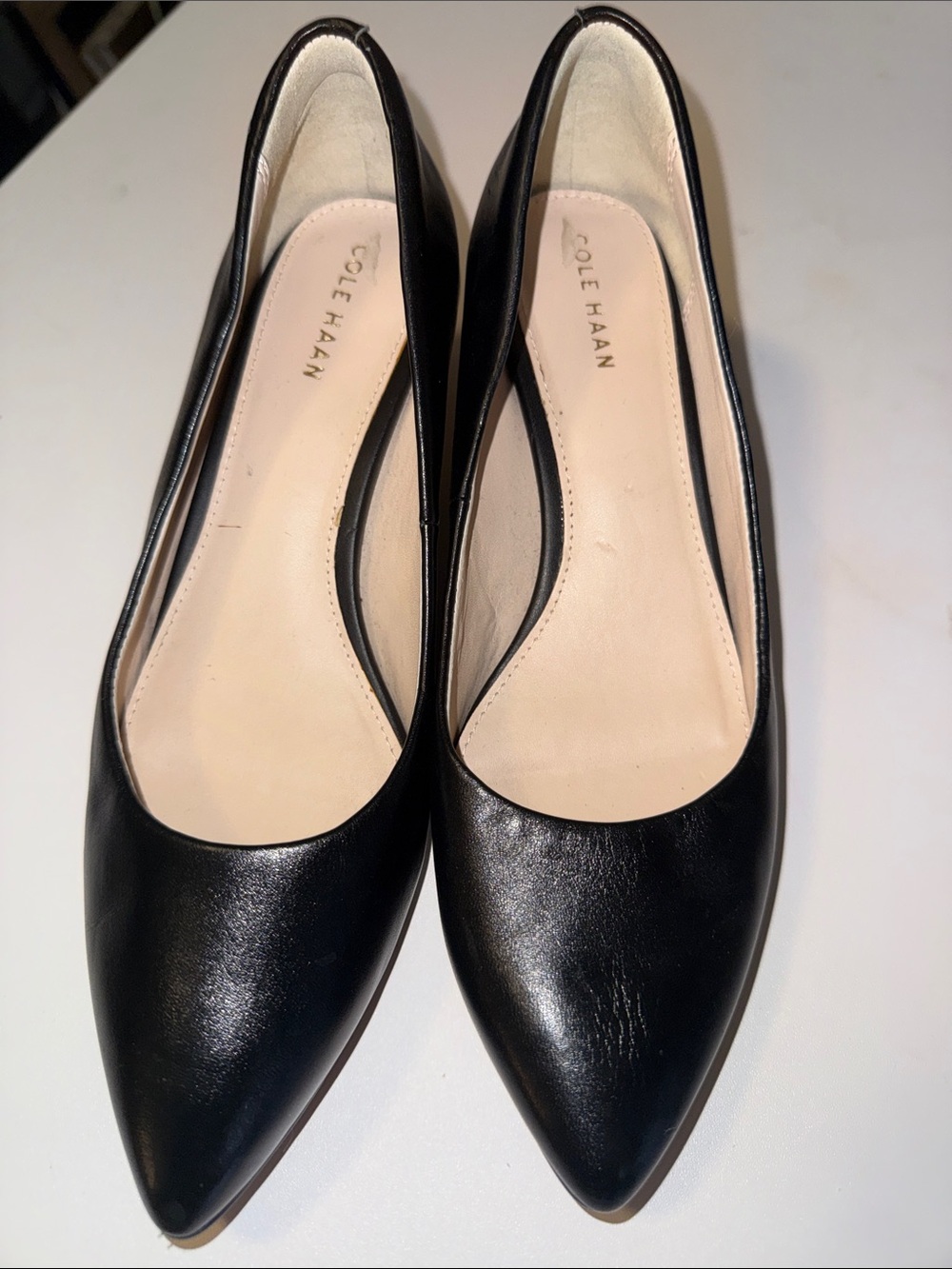 Cole Haan Black Leather Pointed-Toe Women's Flats - Sleek Everyday Style